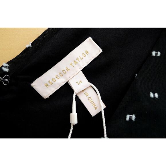 REBECCA TAYLOR Birdseye Dot Cap Sleeve Twist Top Organdy Shopbop 14 L NWT $275 - Picture 9 of 11